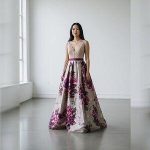 Soieblu Floral Lace Midi Dress Small Pink Rose Sleeveless Party